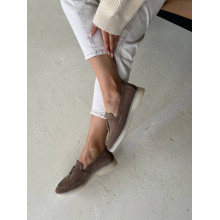 Замшеві лофери в кольорі капучино Арт 156-6